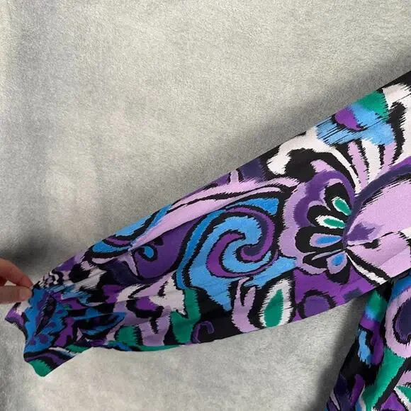 Susan Graver Top Womens Extra Large Purple Long Sleeve Layered Blouse Office - Picture 5 of 14